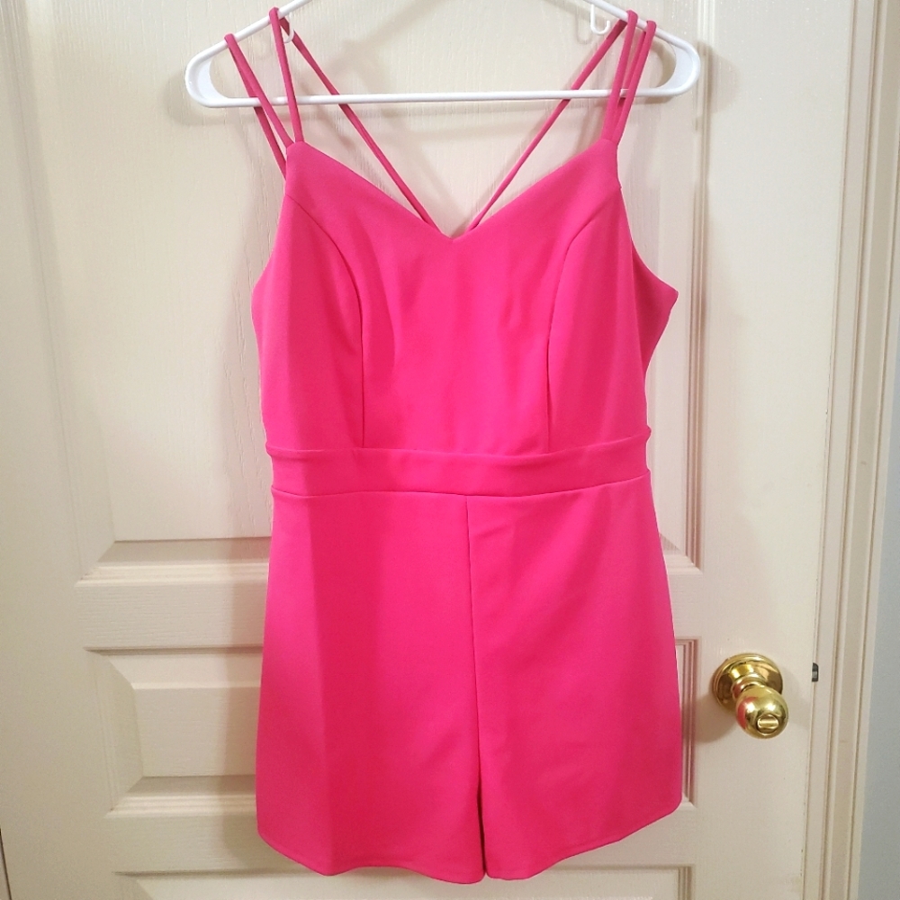 Hot pink strappy romper